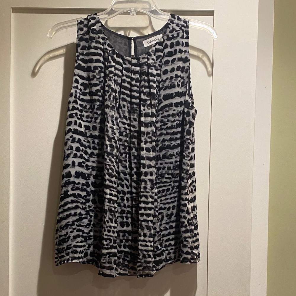 Calvin Klein Black and White Patterned Blouse